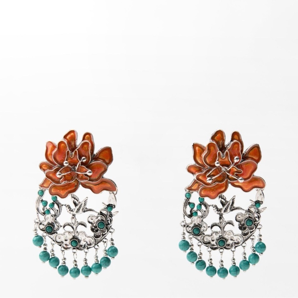 ZARA FLORAL BEADED EARRINGS